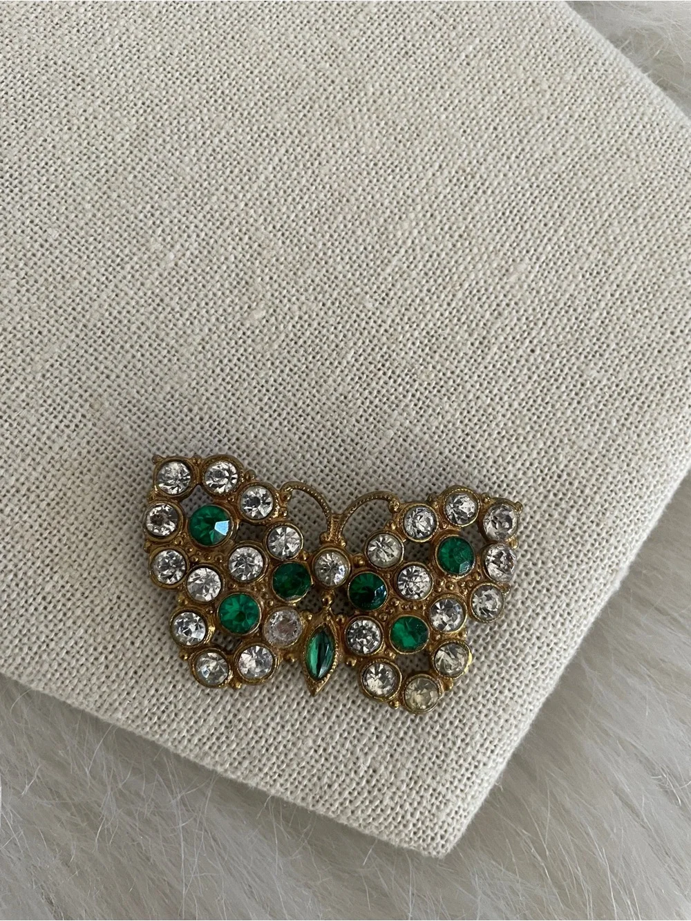 Vintage Golden Rhinestone Butterfly Brooch
